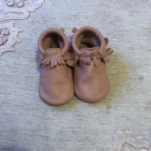 Freshly Picked baby moccasin in blush pink. Size 4.